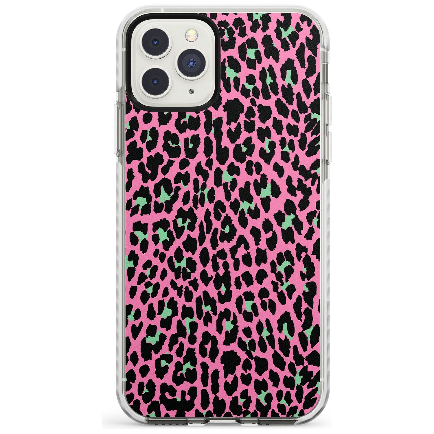 Green on Pink Leopard Print Pattern Impact Phone Case for iPhone 11 Pro Max