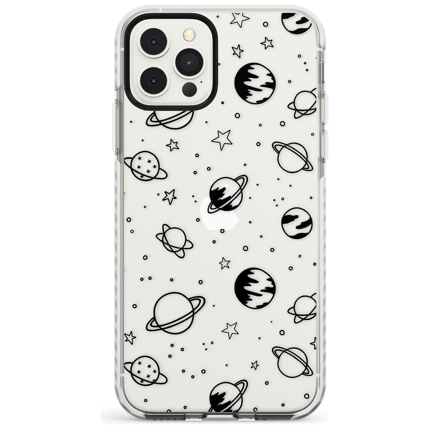 Outer Space Outlines: Black on Clear Slim TPU Phone Case for iPhone 11 Pro Max