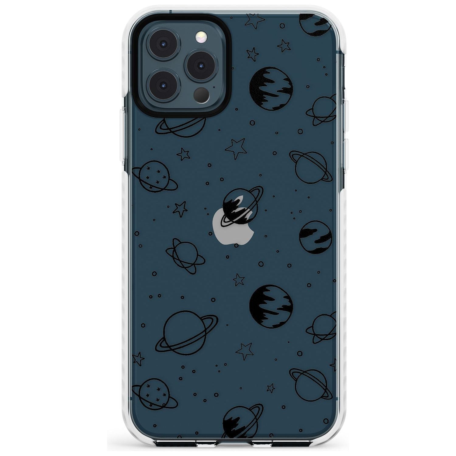 Outer Space Outlines: Black on Clear Slim TPU Phone Case for iPhone 11 Pro Max