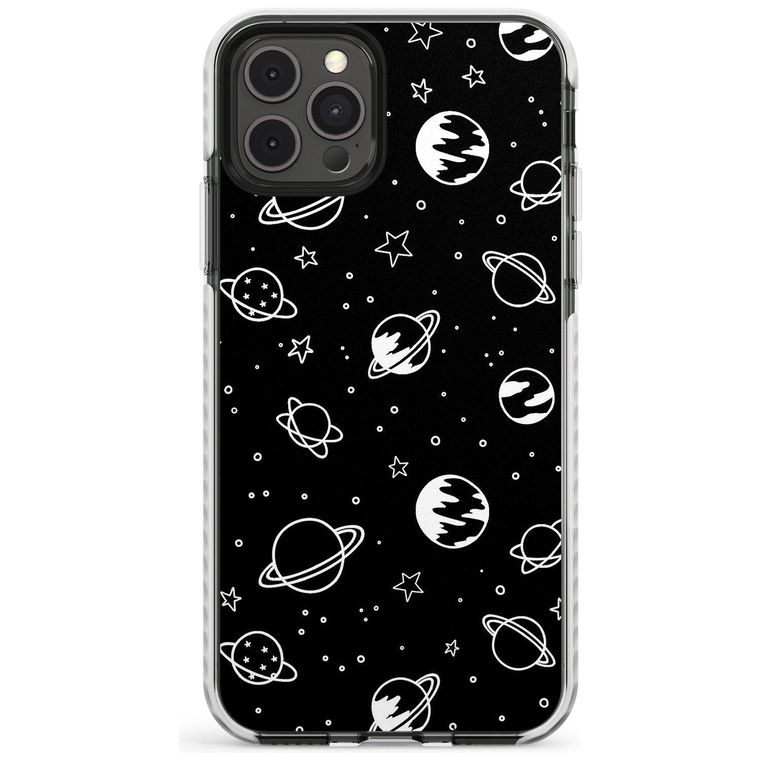 Outer Space Outlines: White on Black Slim TPU Phone Case for iPhone 11 Pro Max
