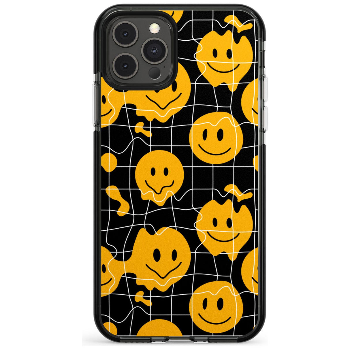 Acid Face Grid Pattern Black Impact Phone Case for iPhone 11