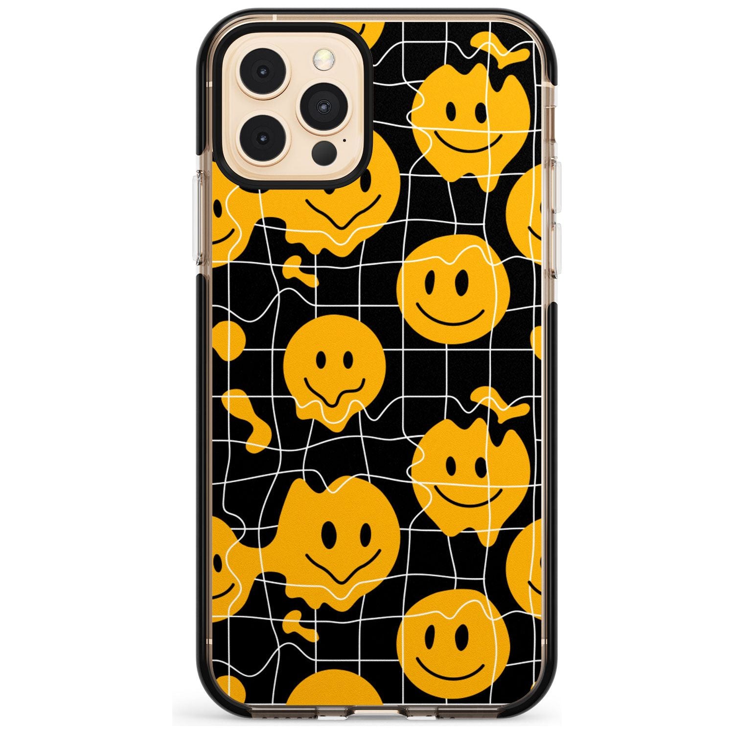 Acid Face Grid Pattern Black Impact Phone Case for iPhone 11