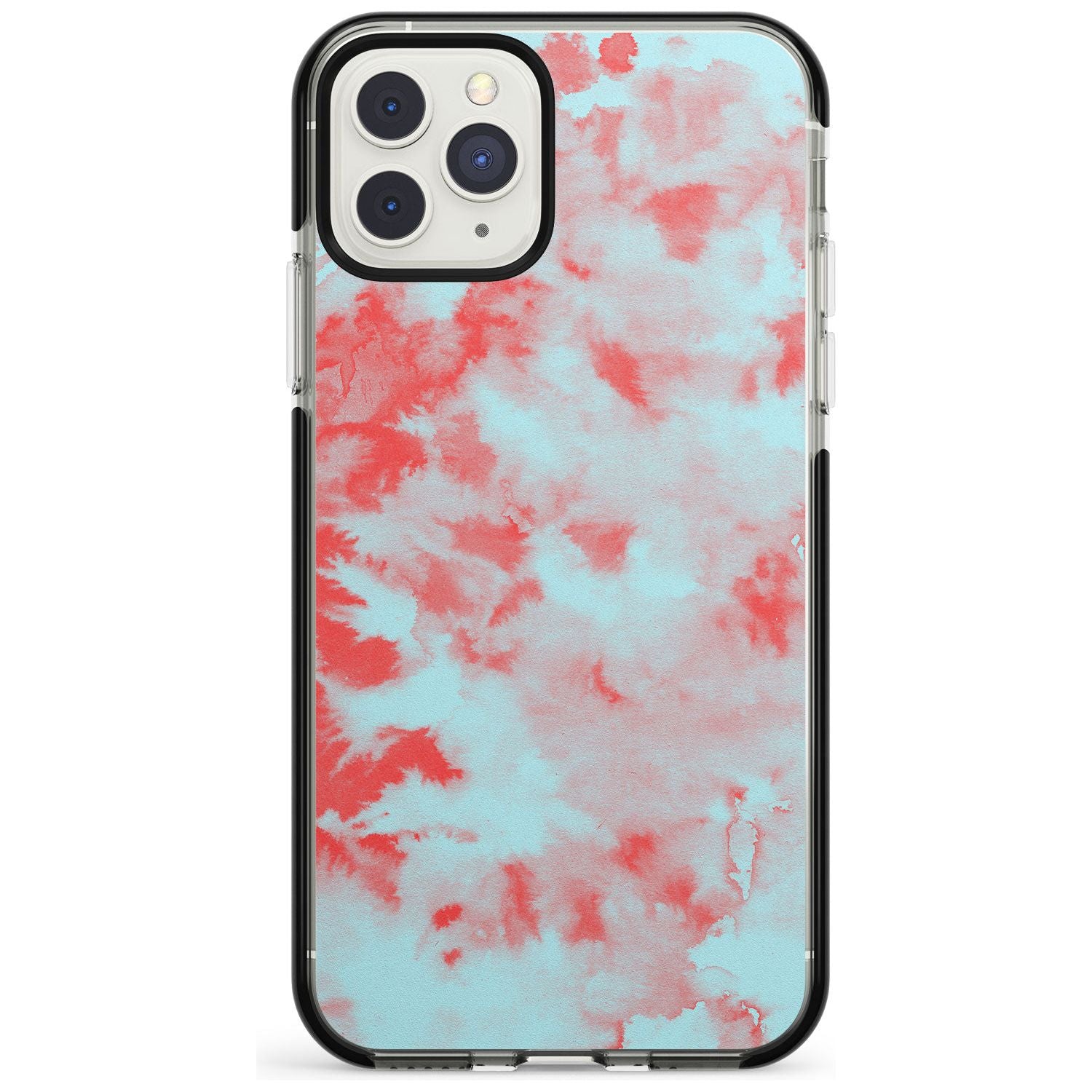 Red & Blue Acid Wash Tie-Dye Pattern Black Impact Phone Case for iPhone 11 Pro Max