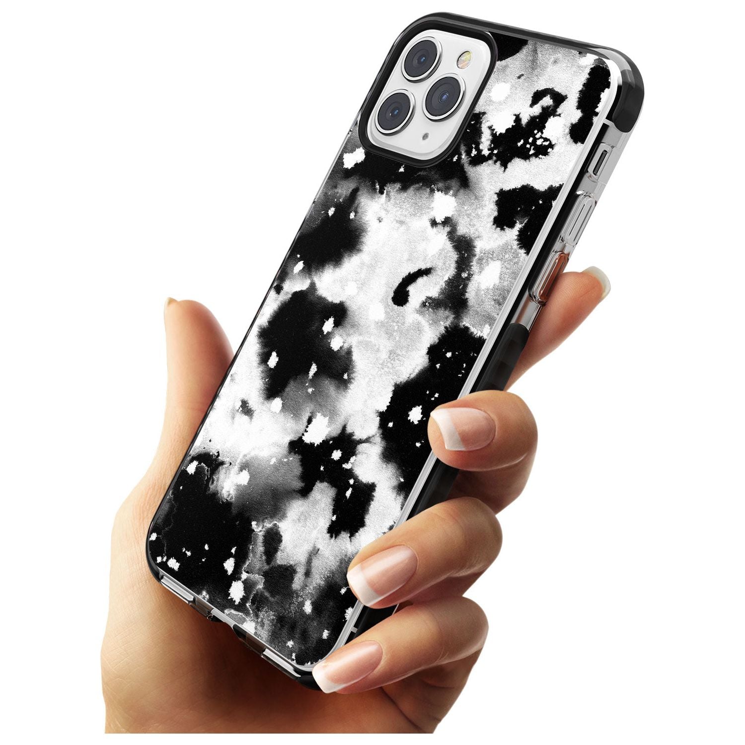 Black & White Acid Wash Tie-Dye Pattern Black Impact Phone Case for iPhone 11 Pro Max