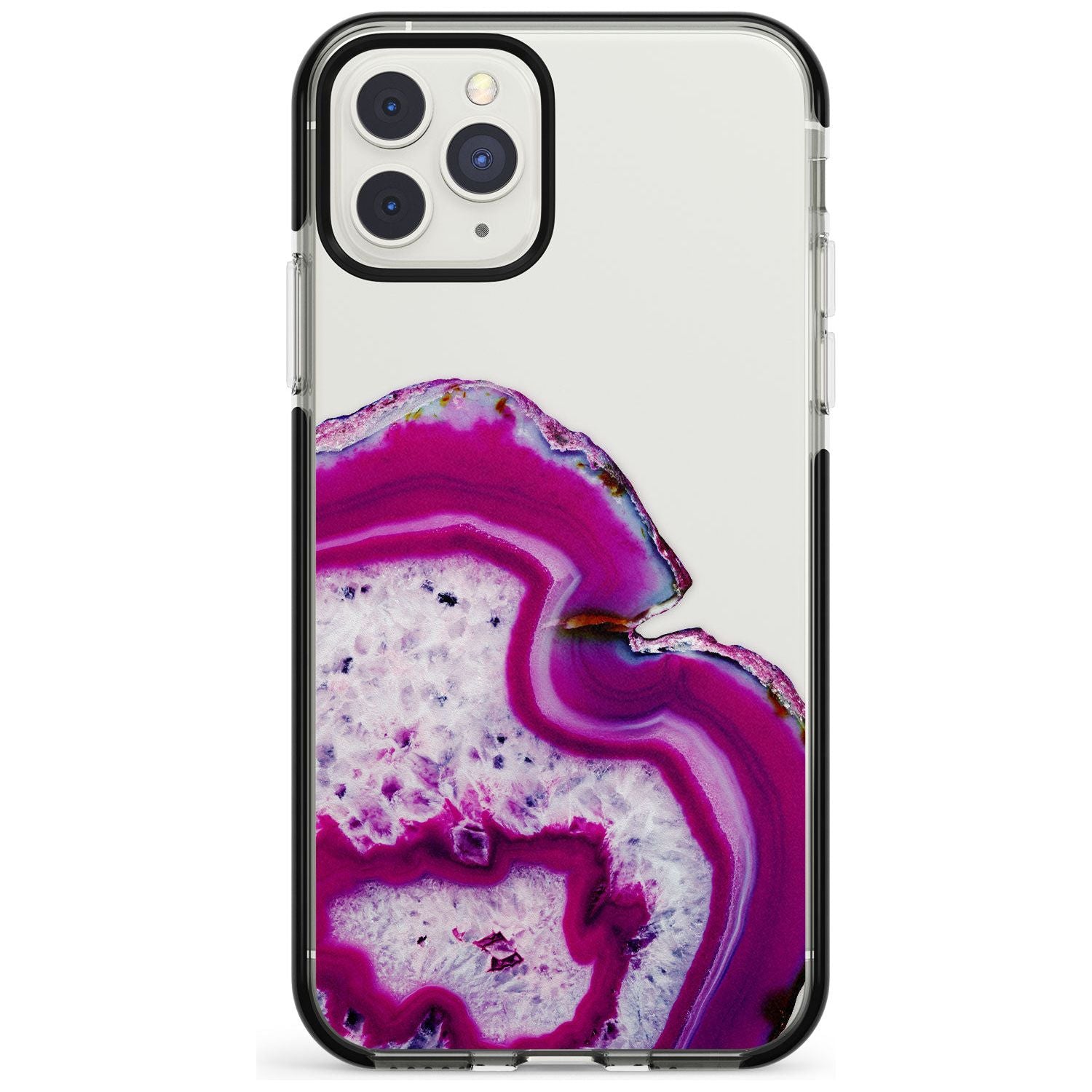 Violet & White Swirl Agate Crystal Clear Design Black Impact Phone Case for iPhone 11 Pro Max
