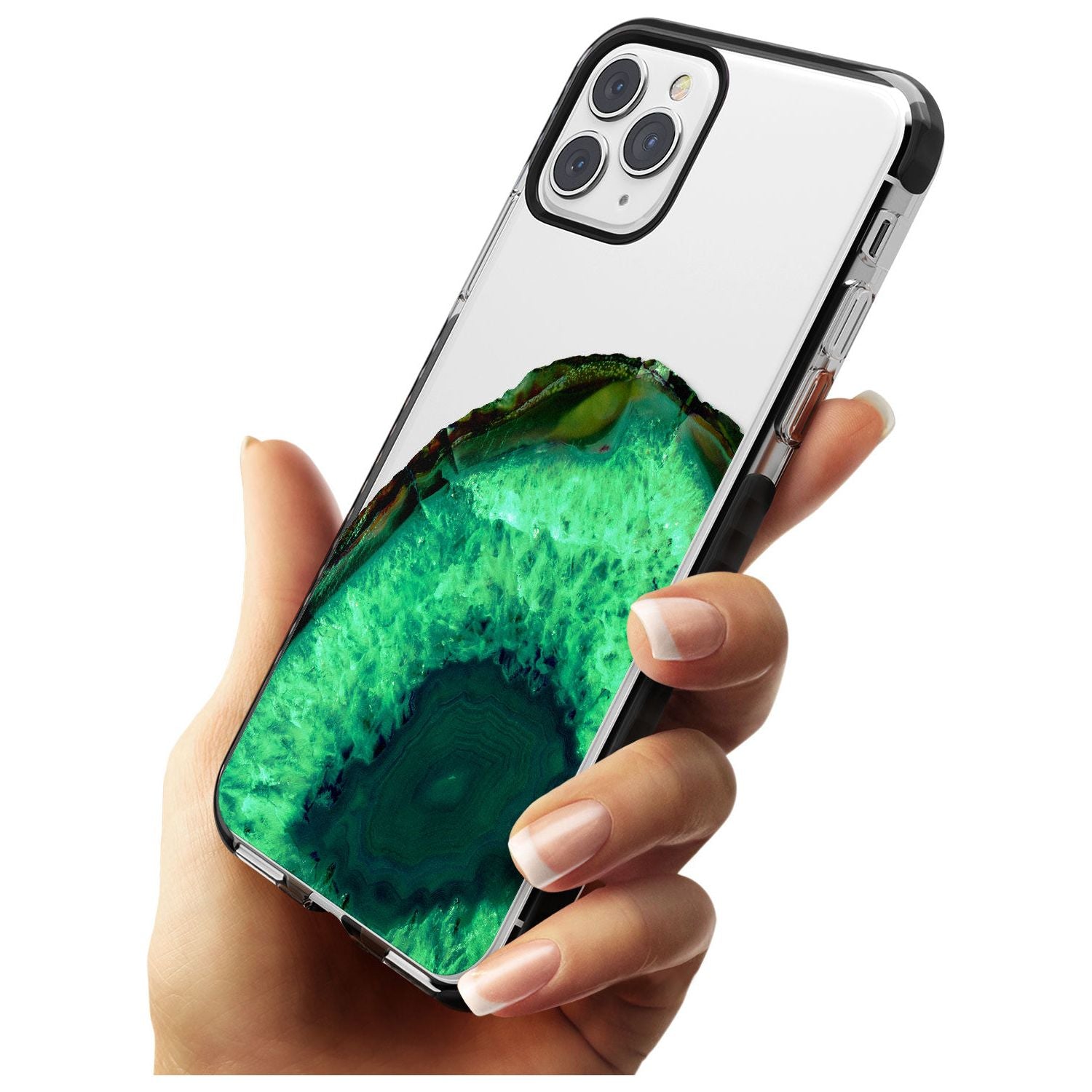 Emerald Green Gemstone Crystal Clear Design Black Impact Phone Case for iPhone 11 Pro Max