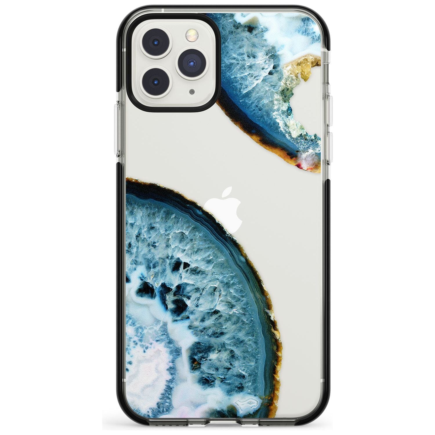 Blue, White & Yellow Agate Gemstone Black Impact Phone Case for iPhone 11 Pro Max