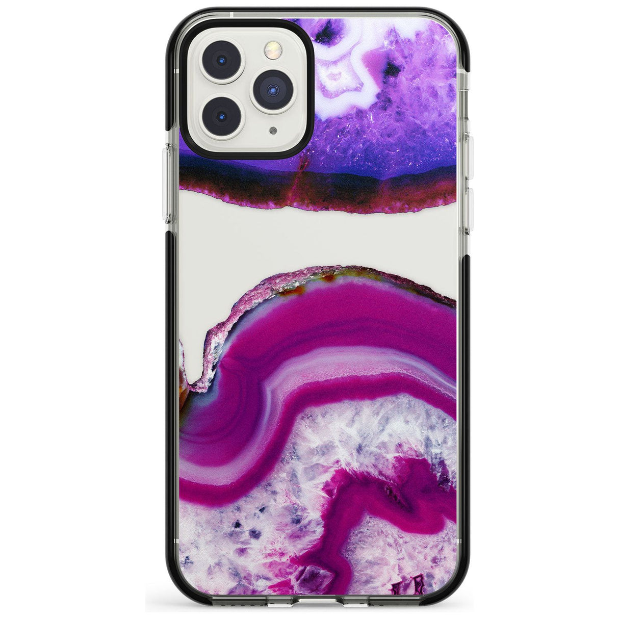 Purple & White Gemstone Crystal Clear Design Black Impact Phone Case for iPhone 11 Pro Max