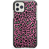 Green on Pink Leopard Print Pattern Black Impact Phone Case for iPhone 11 Pro Max