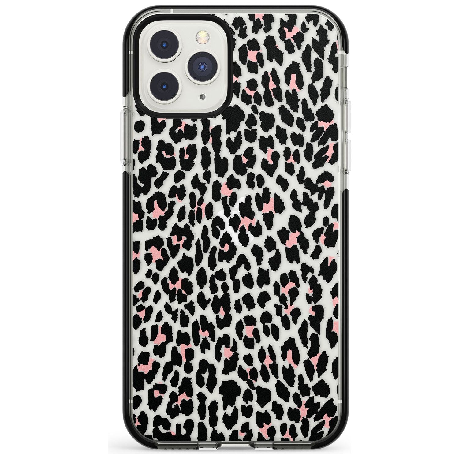 Light Pink Leopard Print - Transparent Black Impact Phone Case for iPhone 11 Pro Max