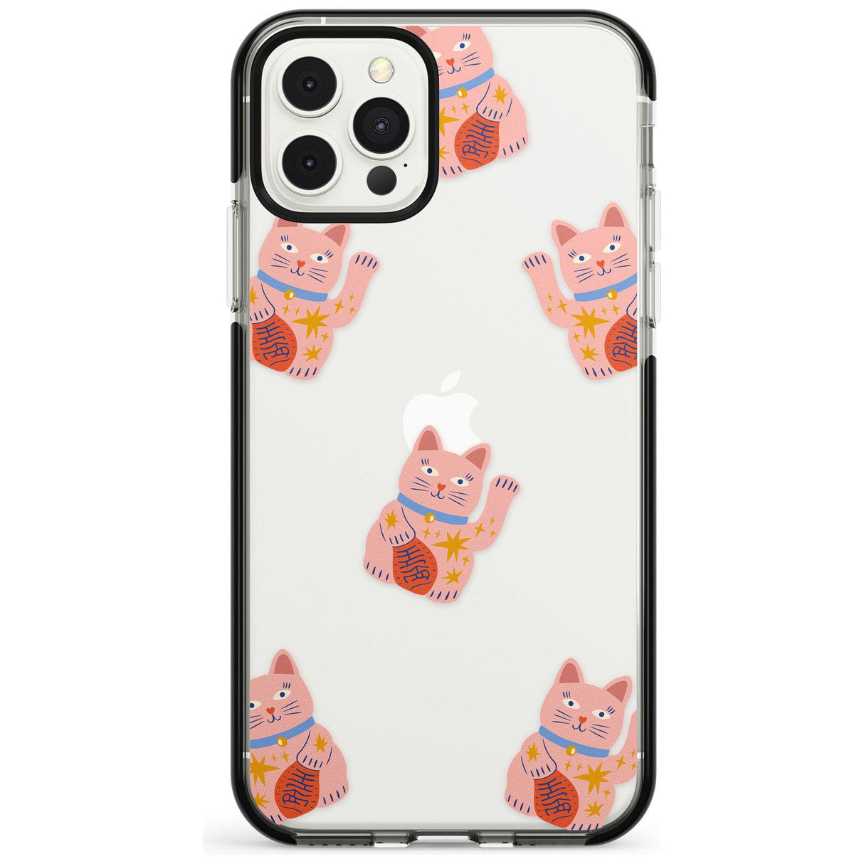 Waving Cat Pattern Black Impact Phone Case for iPhone 11