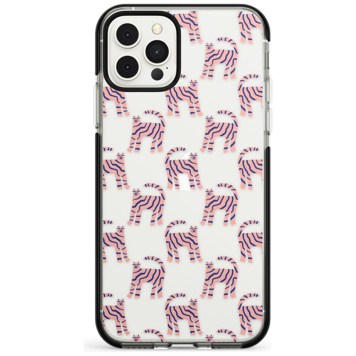 Pink and Blue Cat Pattern Black Impact Phone Case for iPhone 11