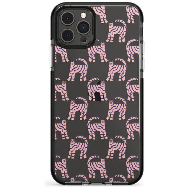 Pink and Blue Cat Pattern Black Impact Phone Case for iPhone 11