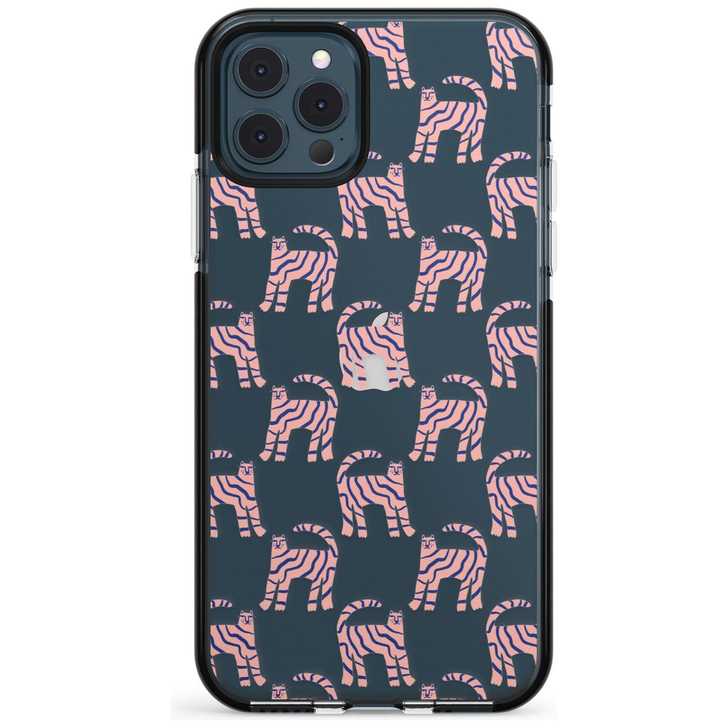 Pink and Blue Cat Pattern Black Impact Phone Case for iPhone 11