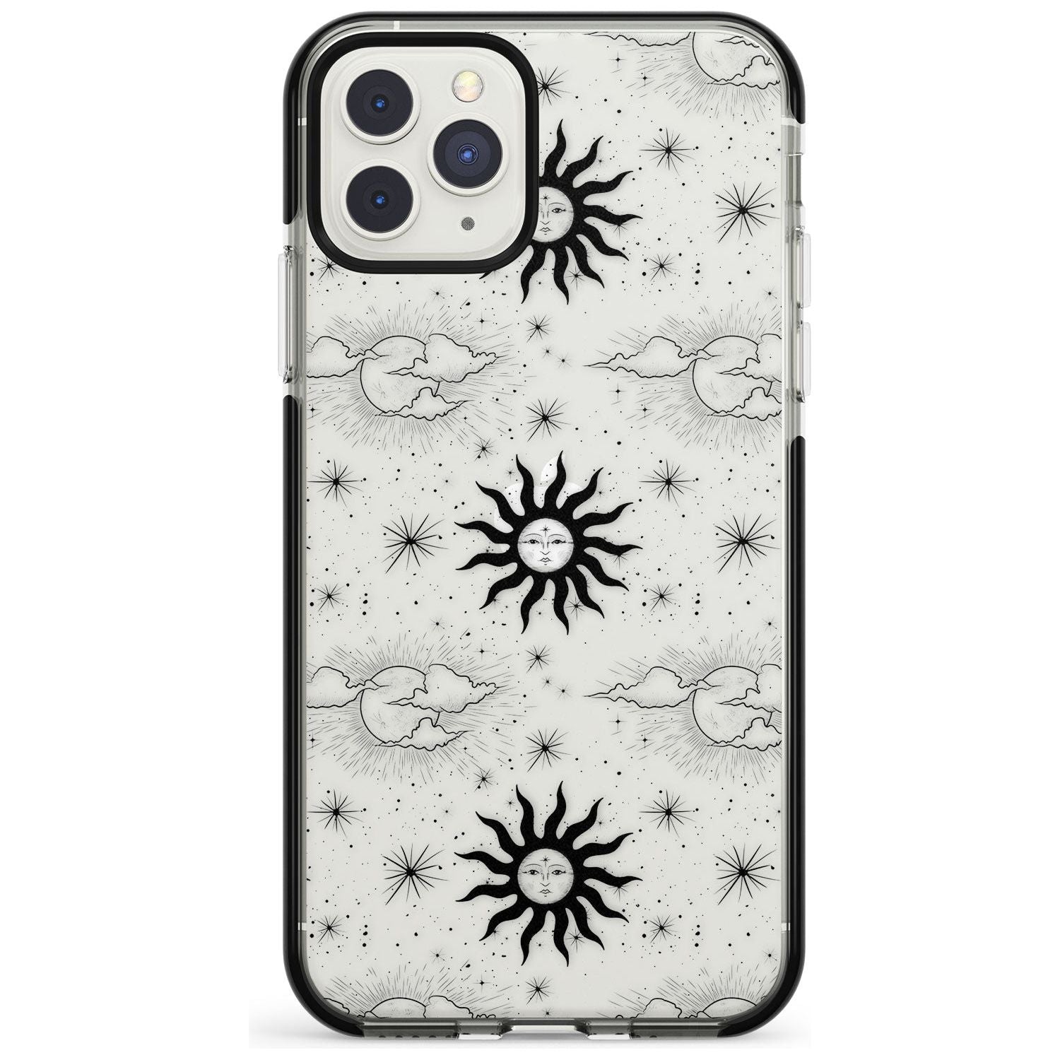Suns & Clouds Vintage Astrological Black Impact Phone Case for iPhone 11 Pro Max