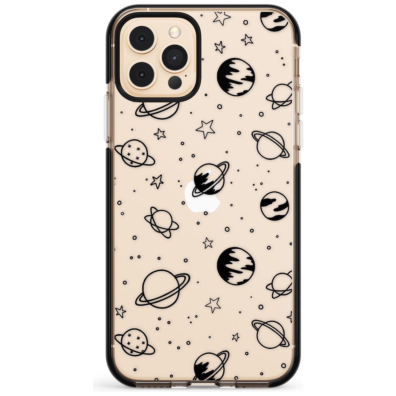 Outer Space Outlines: Black on Clear Pink Fade Impact Phone Case for iPhone 11