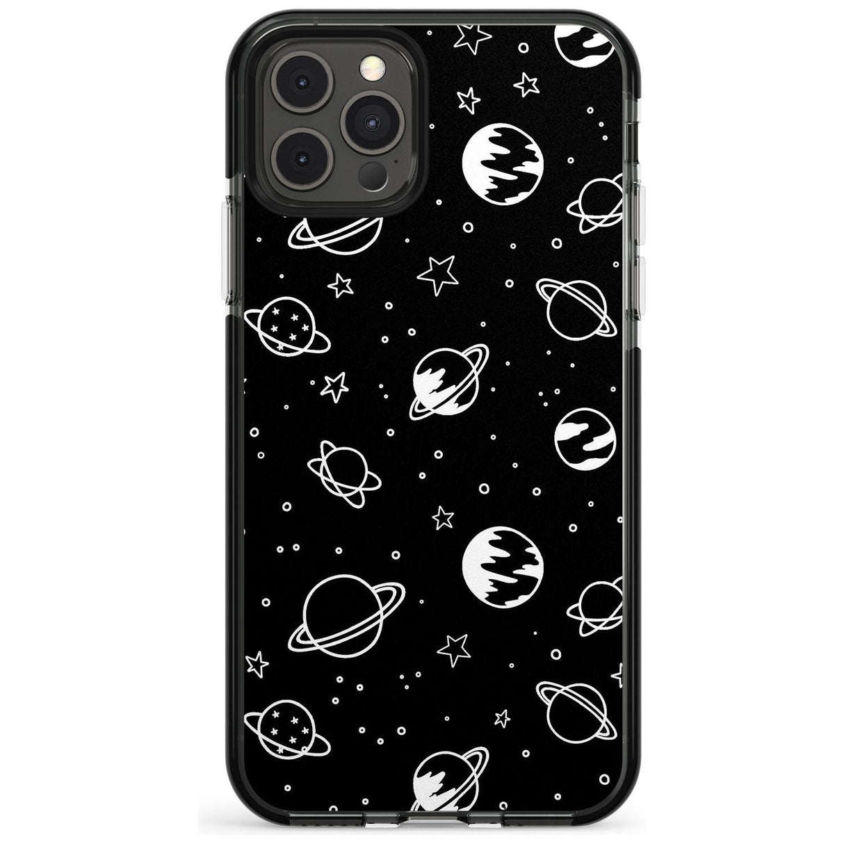 Outer Space Outlines: White on Black Pink Fade Impact Phone Case for iPhone 11