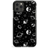 Outer Space Outlines: White on Black Pink Fade Impact Phone Case for iPhone 11