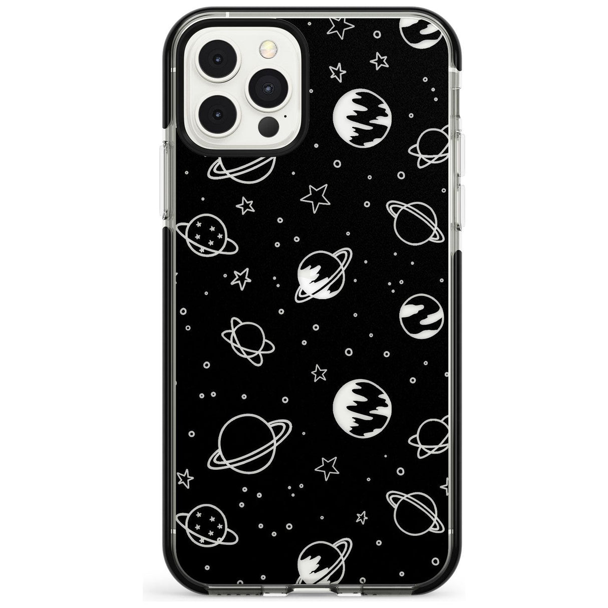 Outer Space Outlines: Clear on Black Pink Fade Impact Phone Case for iPhone 11