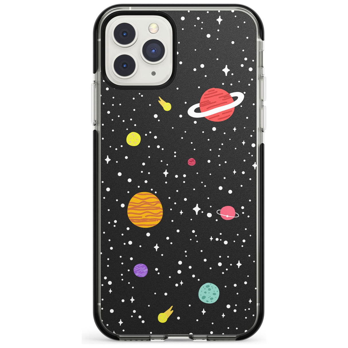 Cute Cartoon Planets Black Impact Phone Case for iPhone 11 Pro Max