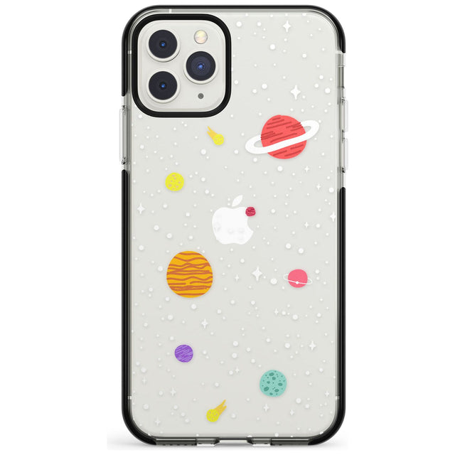 Cute Cartoon Planets (Clear) Black Impact Phone Case for iPhone 11 Pro Max