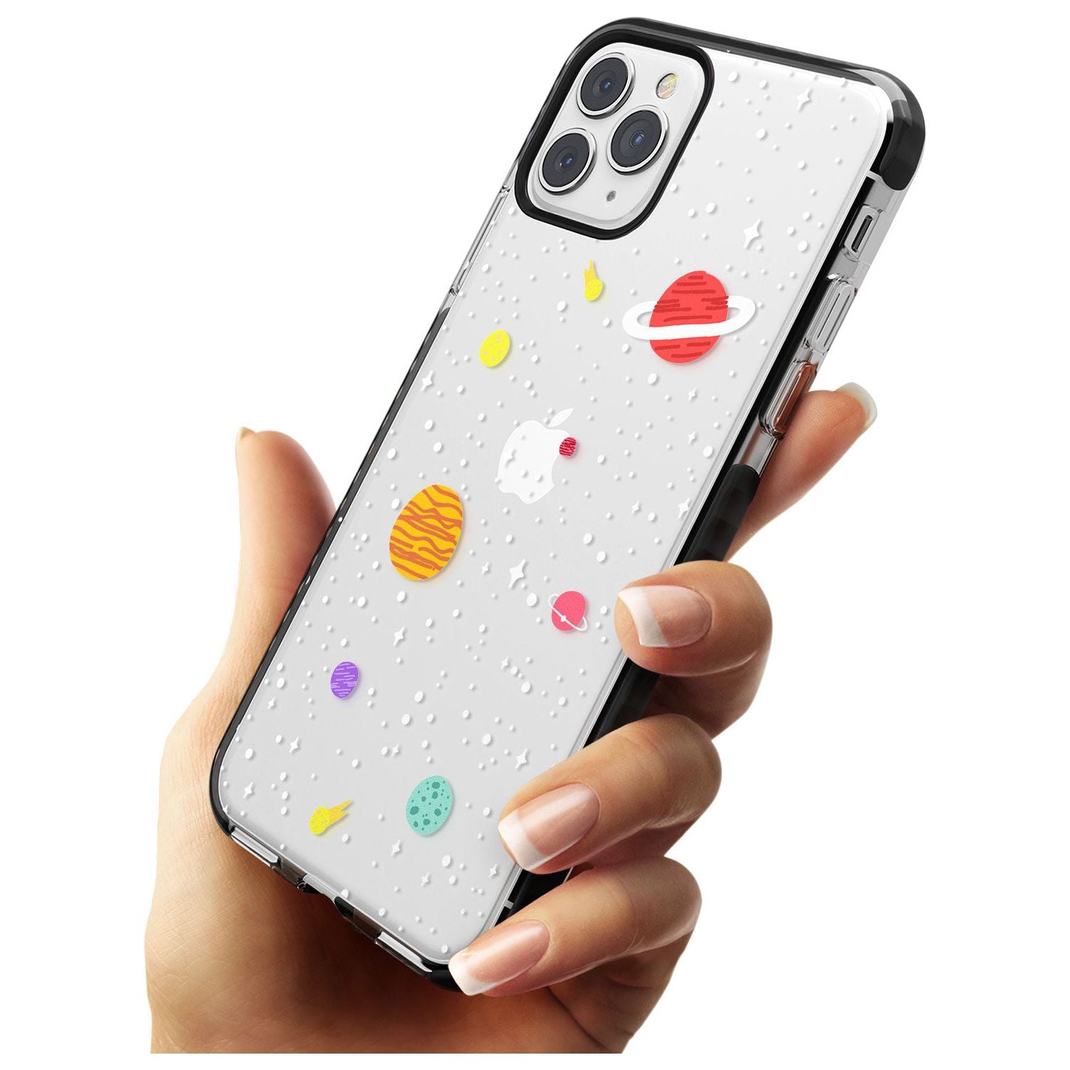 Cute Cartoon Planets (Clear) Black Impact Phone Case for iPhone 11 Pro Max