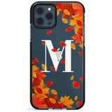 Personalised Monogram Autumn Leaves Black Impact Phone Case for iPhone 11