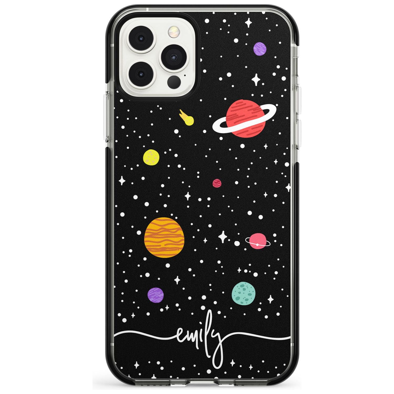 Custom Cute Cartoon Planets Pink Fade Impact Phone Case for iPhone 11