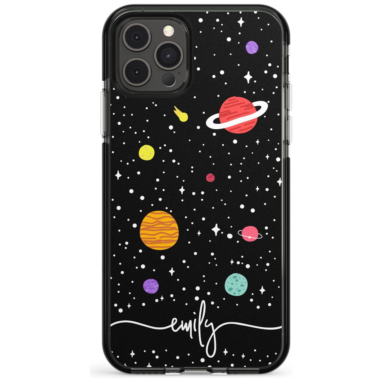 Custom Cute Cartoon Planets Pink Fade Impact Phone Case for iPhone 11