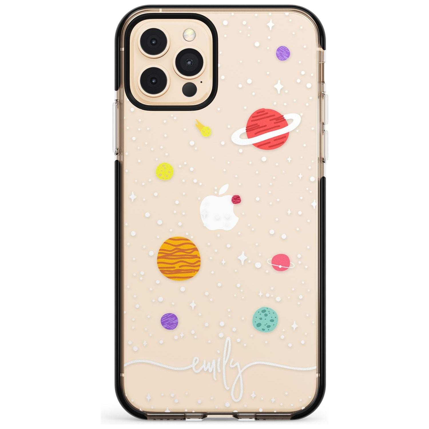 Custom Cute Cartoon Planets (Clear) Pink Fade Impact Phone Case for iPhone 11