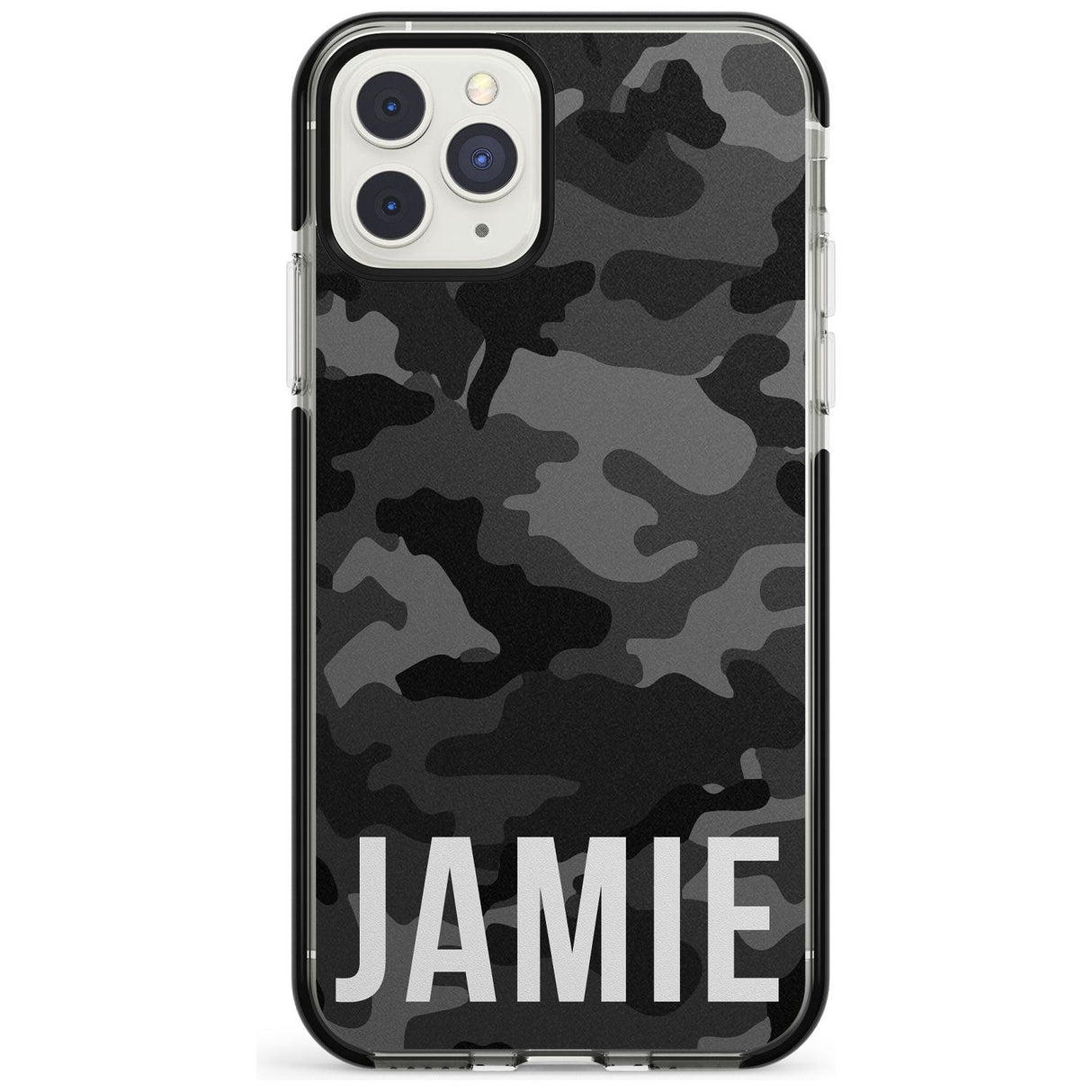 Horizontal Name Personalised Black Camouflage Black Impact Phone Case for iPhone 11 Pro Max