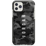 Small Vertical Name Personalised Black Camouflage Black Impact Phone Case for iPhone 11 Pro Max