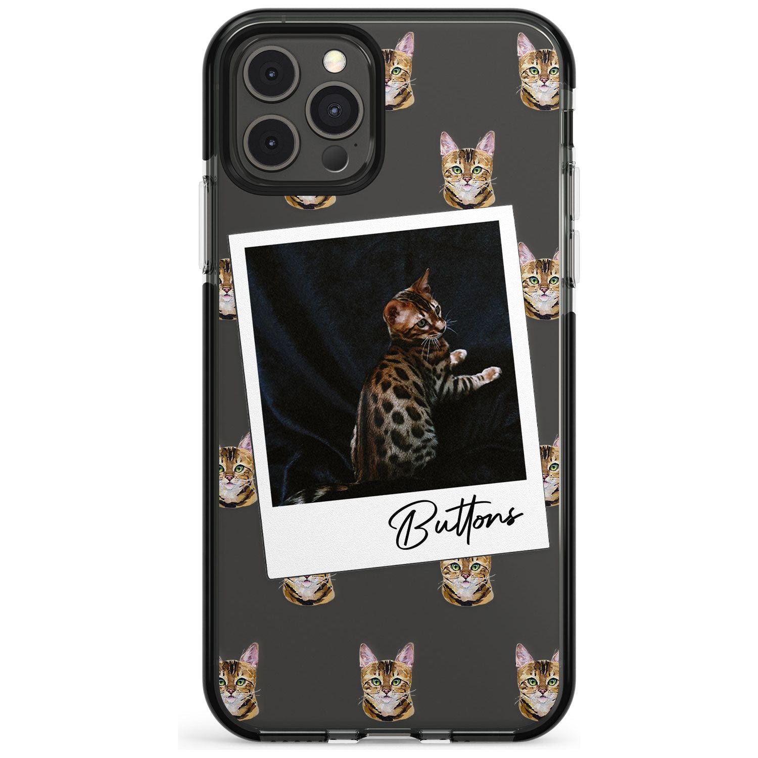 Personalised Bengal Cat Photo Black Impact Phone Case for iPhone 11