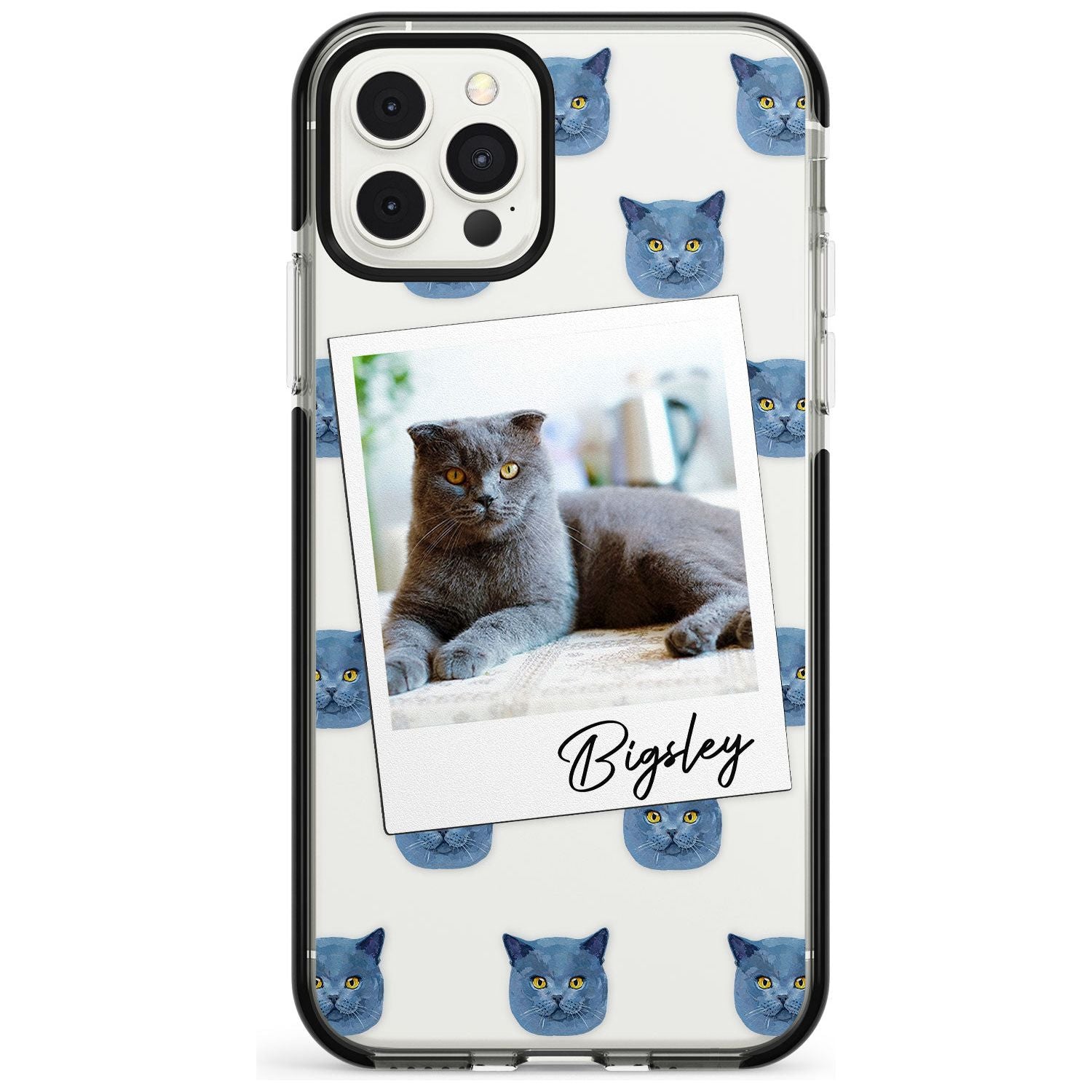 Personalised English Blue Cat Photo Black Impact Phone Case for iPhone 11