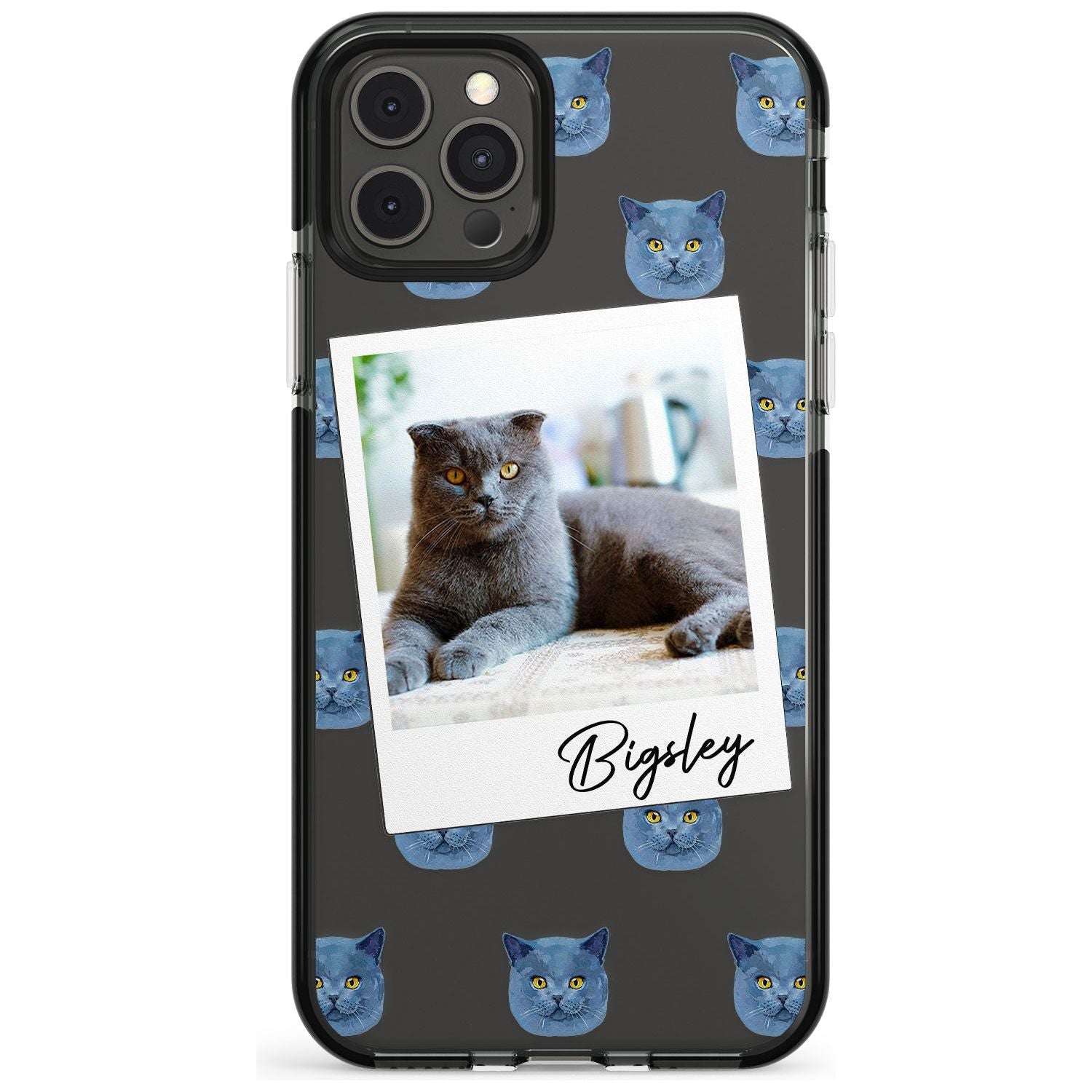 Personalised English Blue Cat Photo Black Impact Phone Case for iPhone 11