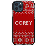 Personalised Red Christmas Knitted Jumper Black Impact Phone Case for iPhone 11