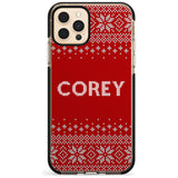 Personalised Red Christmas Knitted Jumper Black Impact Phone Case for iPhone 11