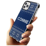 Personalised Blue Christmas Knitted Jumper Black Impact Phone Case for iPhone 11