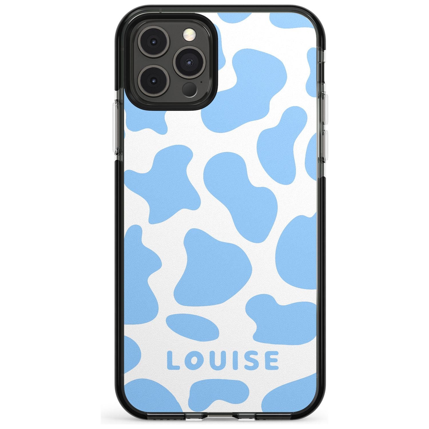 Personalised Blue and White Cow Print Black Impact Phone Case for iPhone 11
