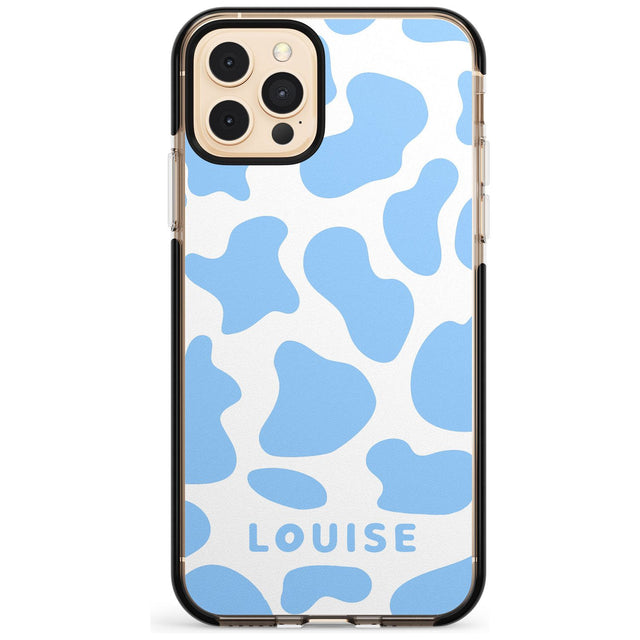 Personalised Blue and White Cow Print Black Impact Phone Case for iPhone 11