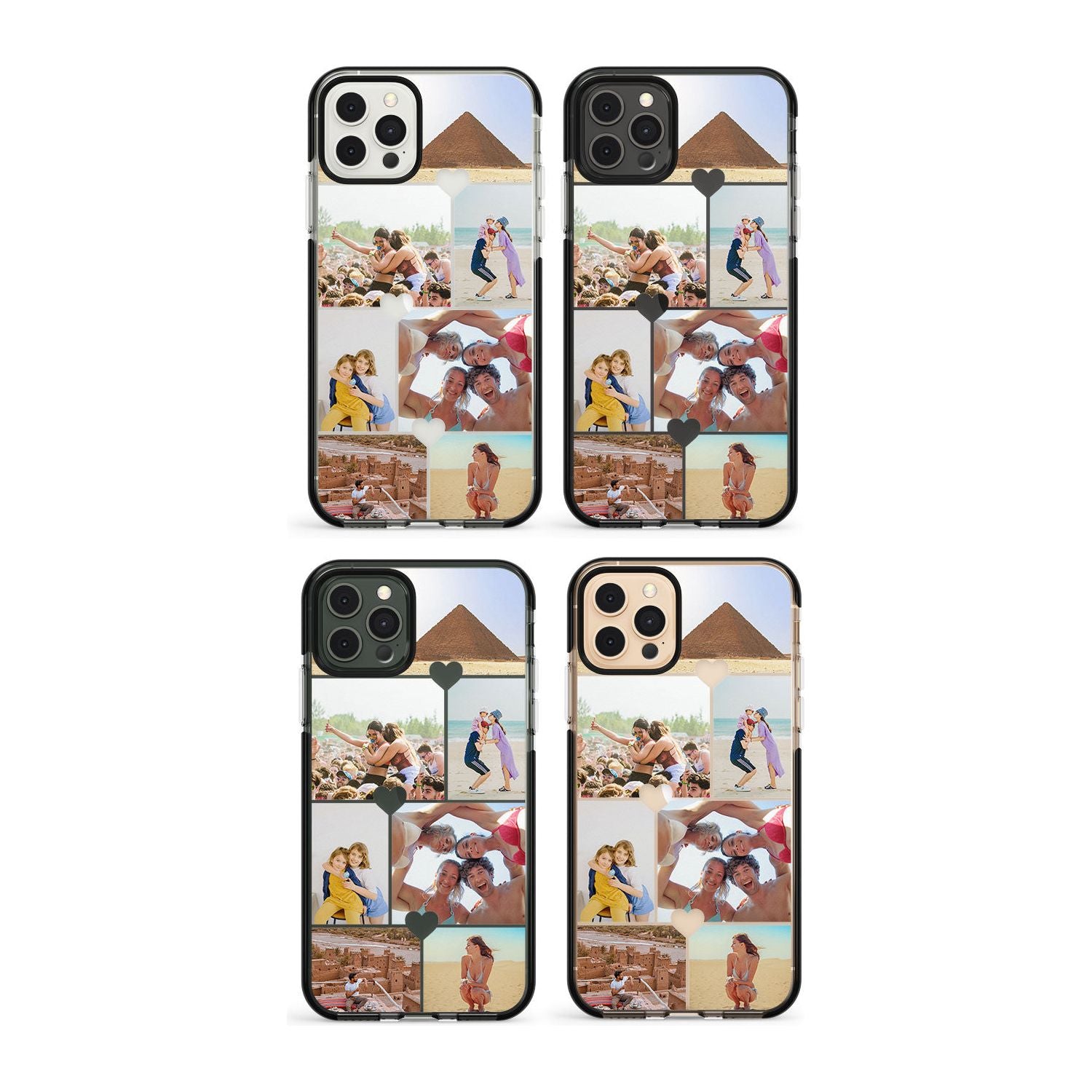 Personalised Heart Photo Grid Impact Phone Case for iPhone 11, iphone 12