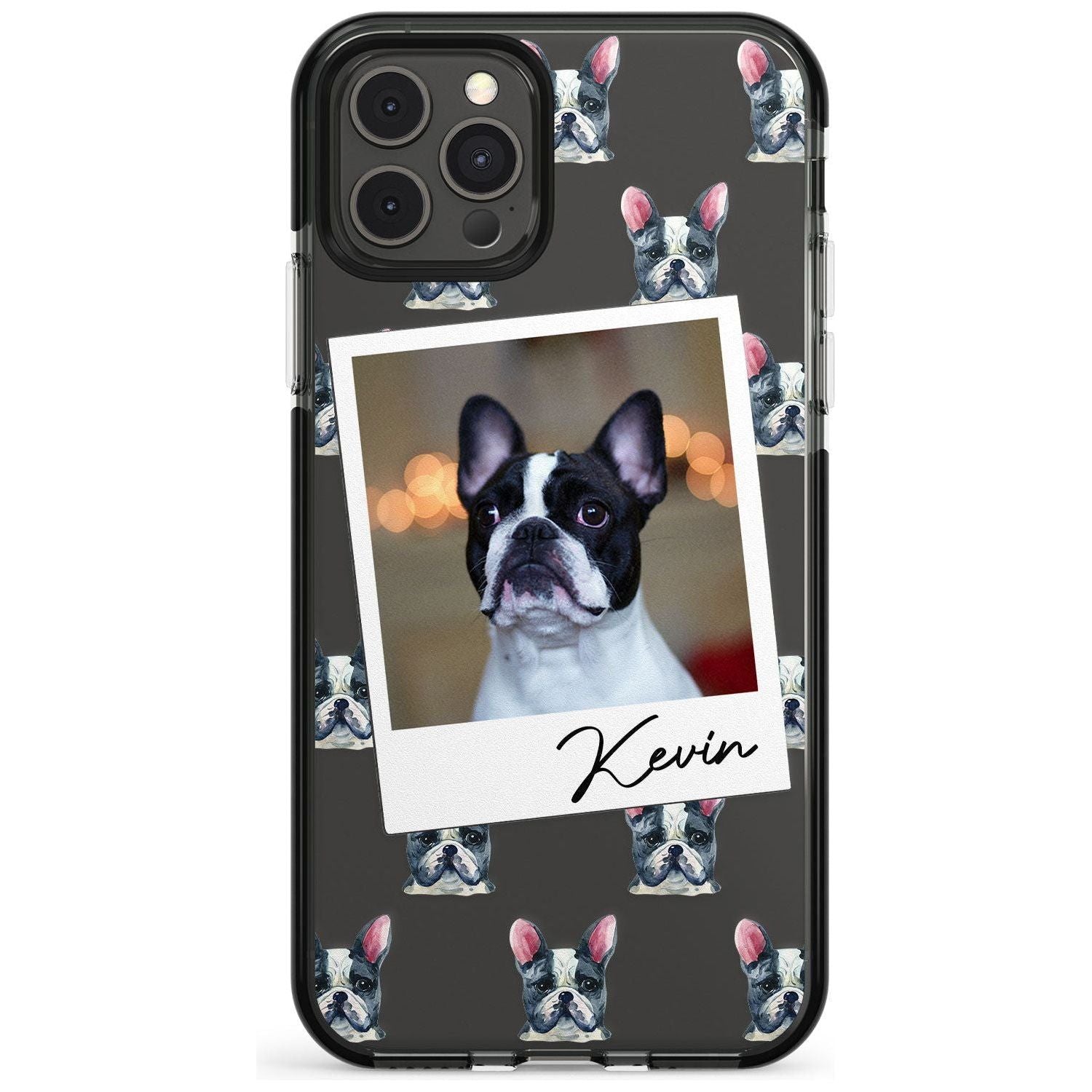 French Bulldog, Black & White - Custom Dog Photo Pink Fade Impact Phone Case for iPhone 11