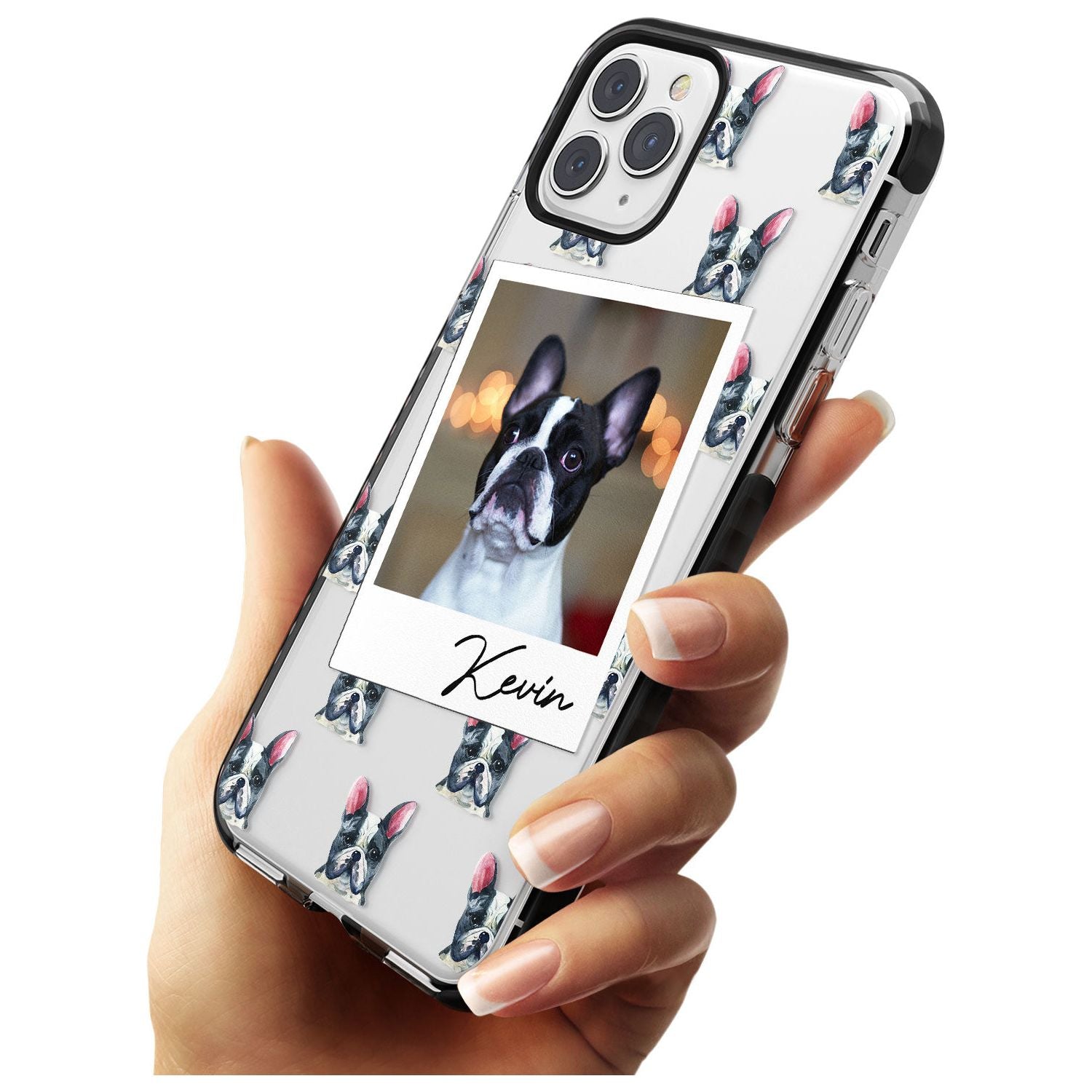 French Bulldog, Black & White - Custom Dog Photo Pink Fade Impact Phone Case for iPhone 11