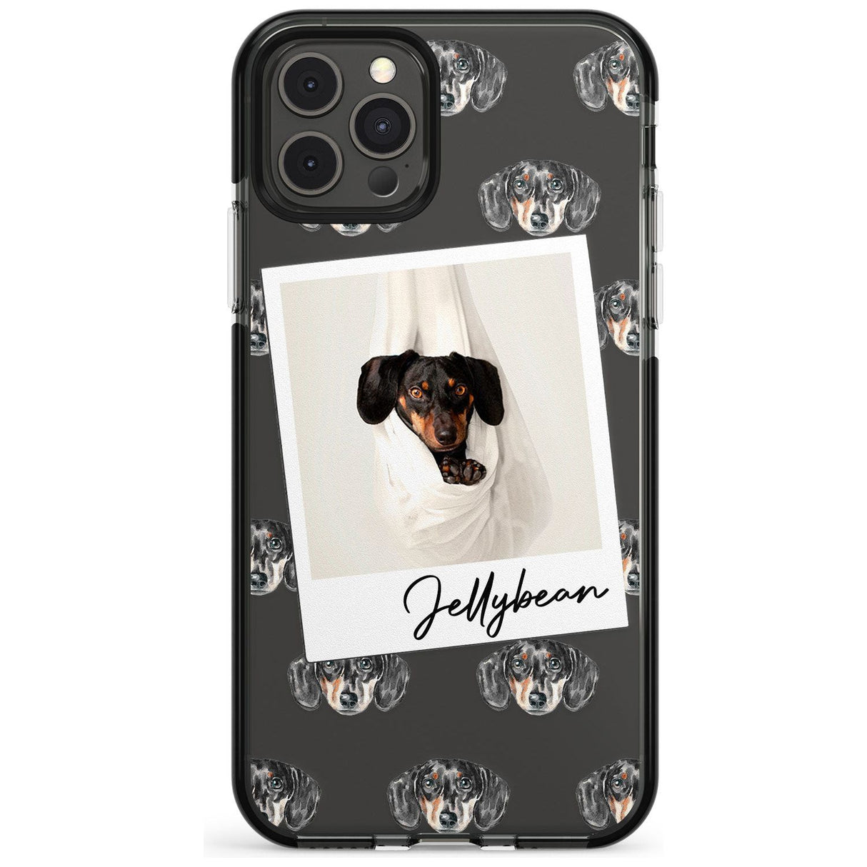 Dachshund, Black- Custom Dog Photo Pink Fade Impact Phone Case for iPhone 11