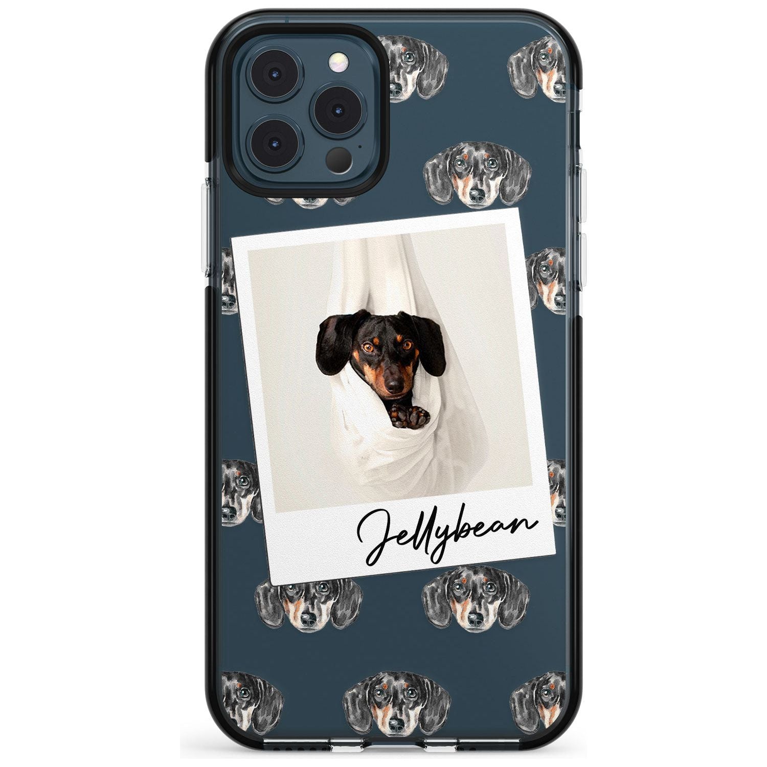 Dachshund, Black- Custom Dog Photo Pink Fade Impact Phone Case for iPhone 11