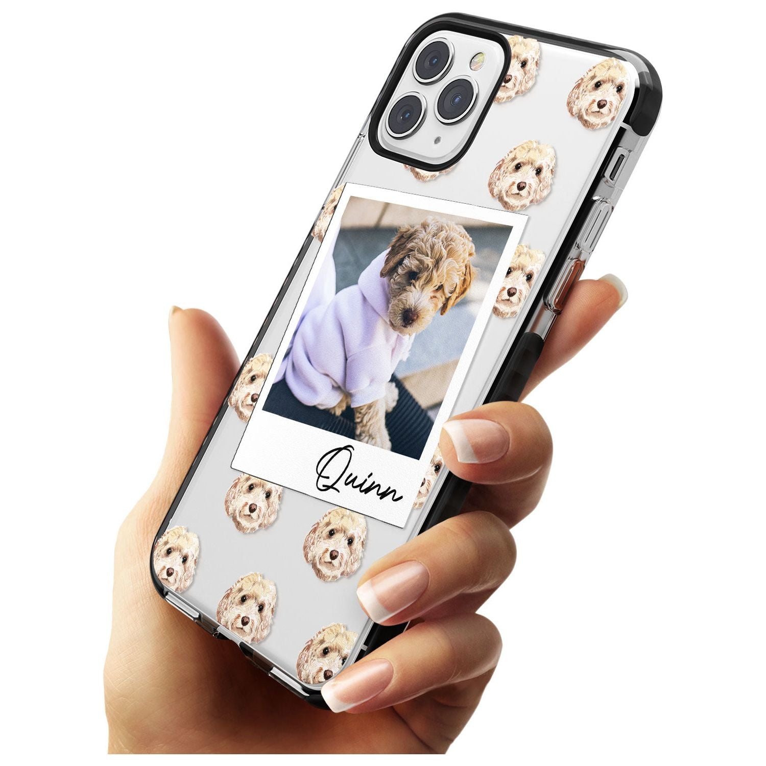 Cockapoo, Cream - Custom Dog Photo Pink Fade Impact Phone Case for iPhone 11