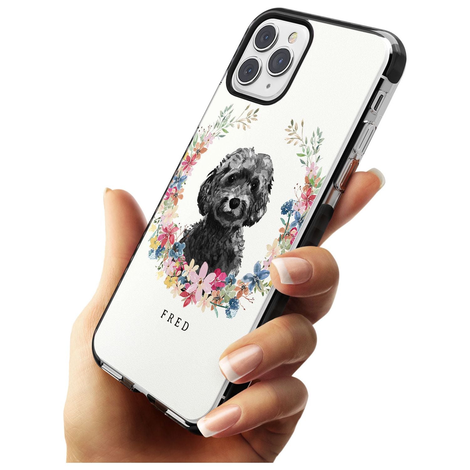 Black Cockapoo - Watercolour Dog Portrait Black Impact Phone Case for iPhone 11 Pro Max