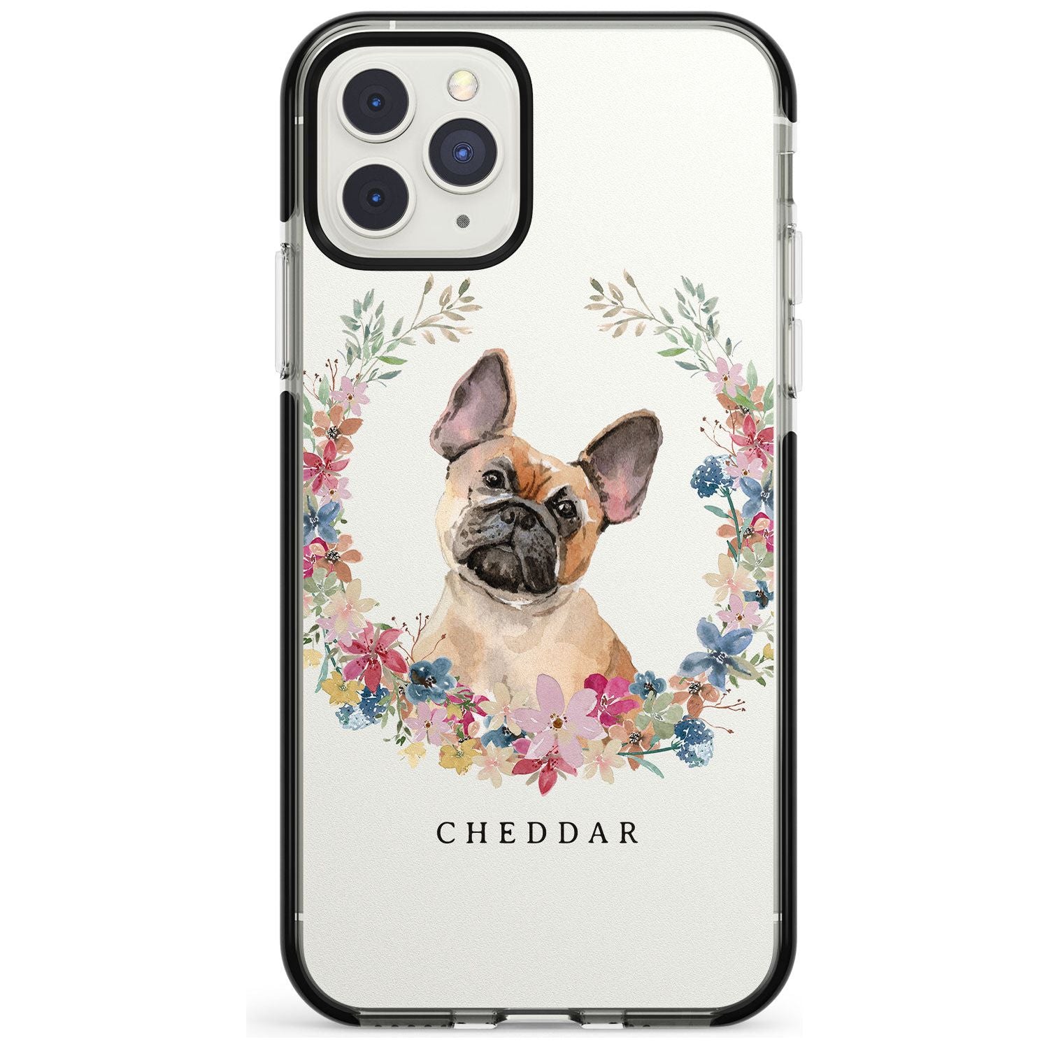 Tan French Bulldog Watercolour Dog Portrait Black Impact Phone Case for iPhone 11 Pro Max