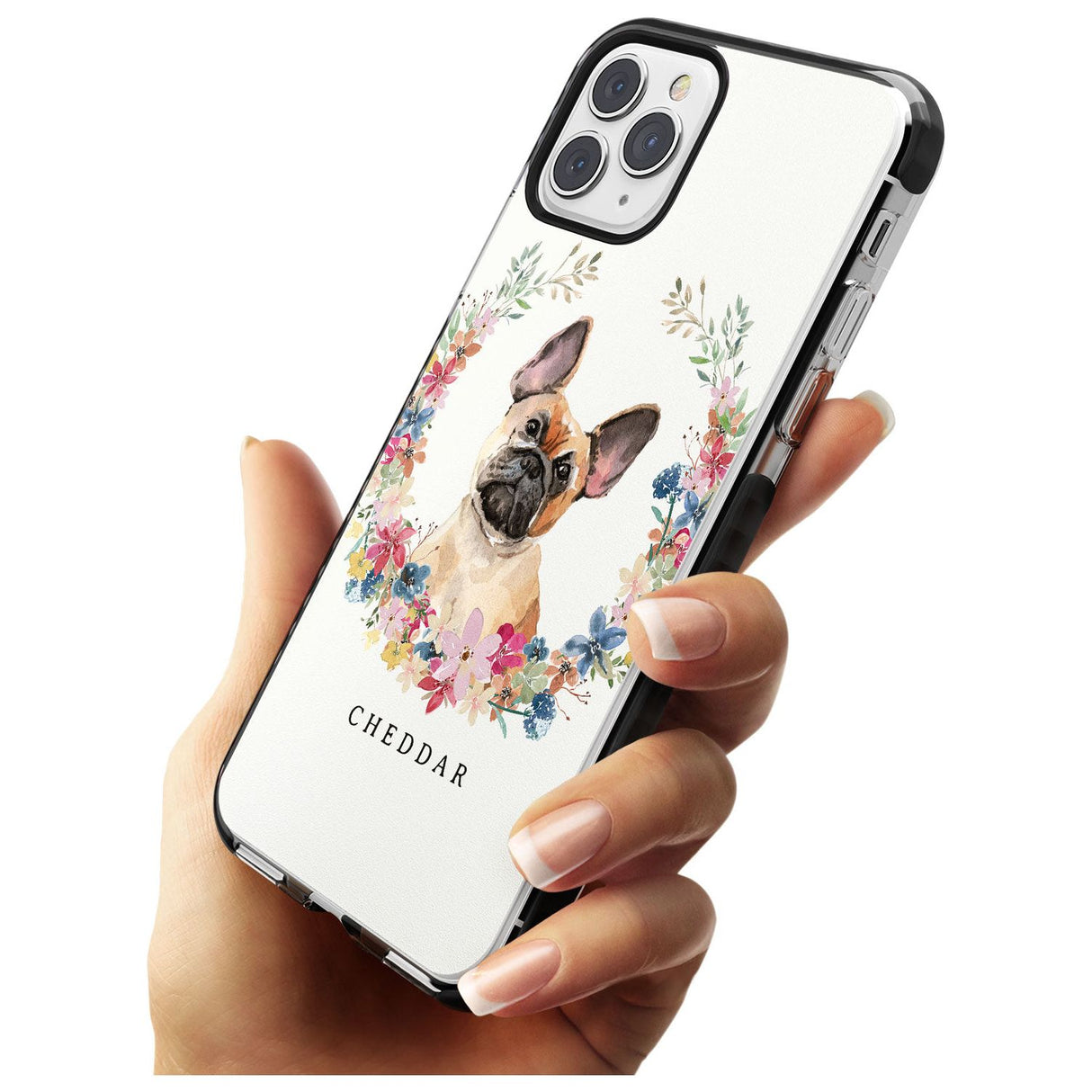 Tan French Bulldog Watercolour Dog Portrait Black Impact Phone Case for iPhone 11 Pro Max