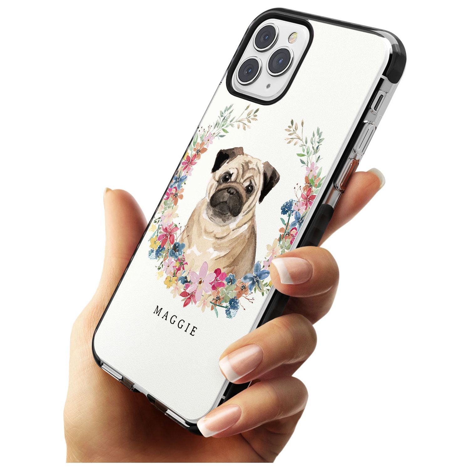 Pug - Watercolour Dog Portrait Black Impact Phone Case for iPhone 11 Pro Max